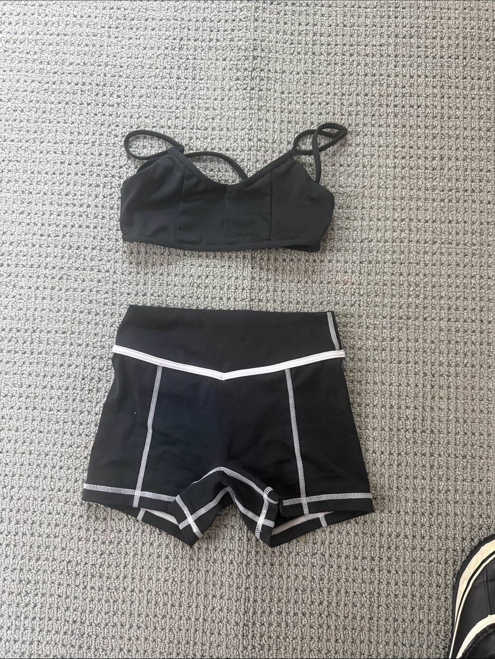 Jo + Jax Black Seam-Trim Bralette and High-Waist Dance  Set